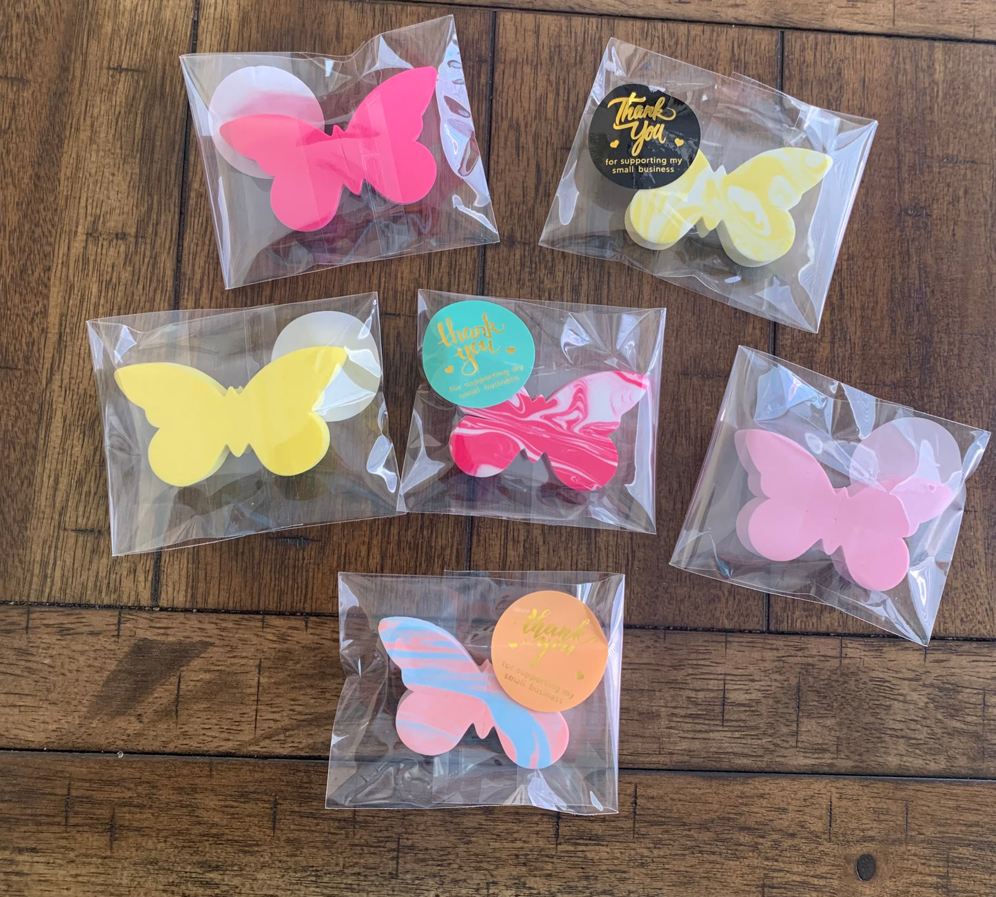 Bling Assorted butterfly make up sponge thank you gift pack of 6