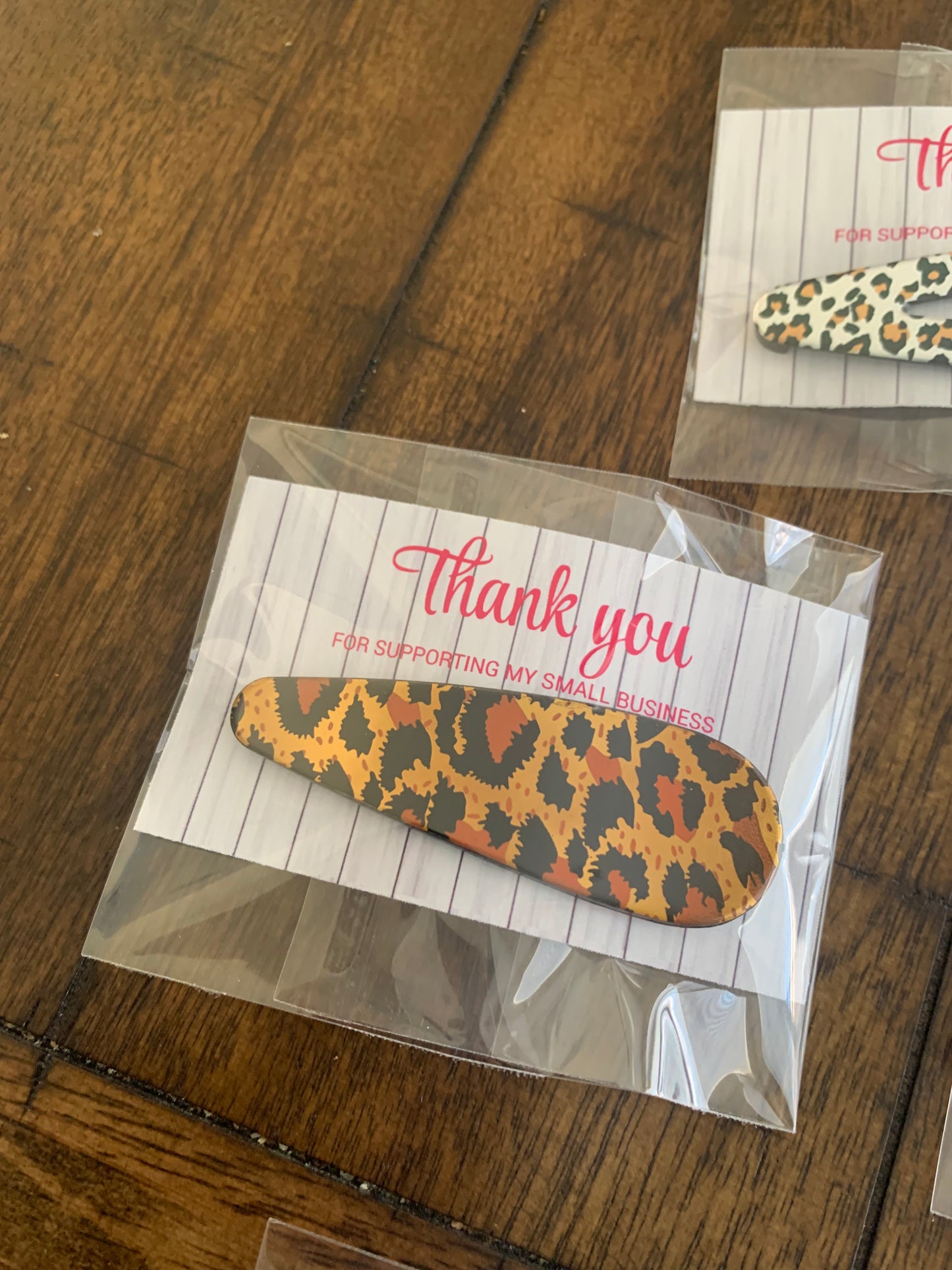 Bling Assorted large animal print hair clips thank you gift pack of 6