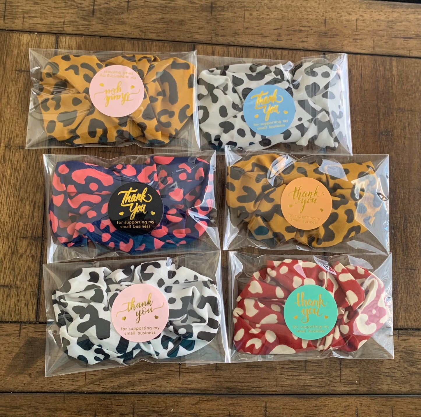 Bling Assorted animal print scrunchies pack of 10