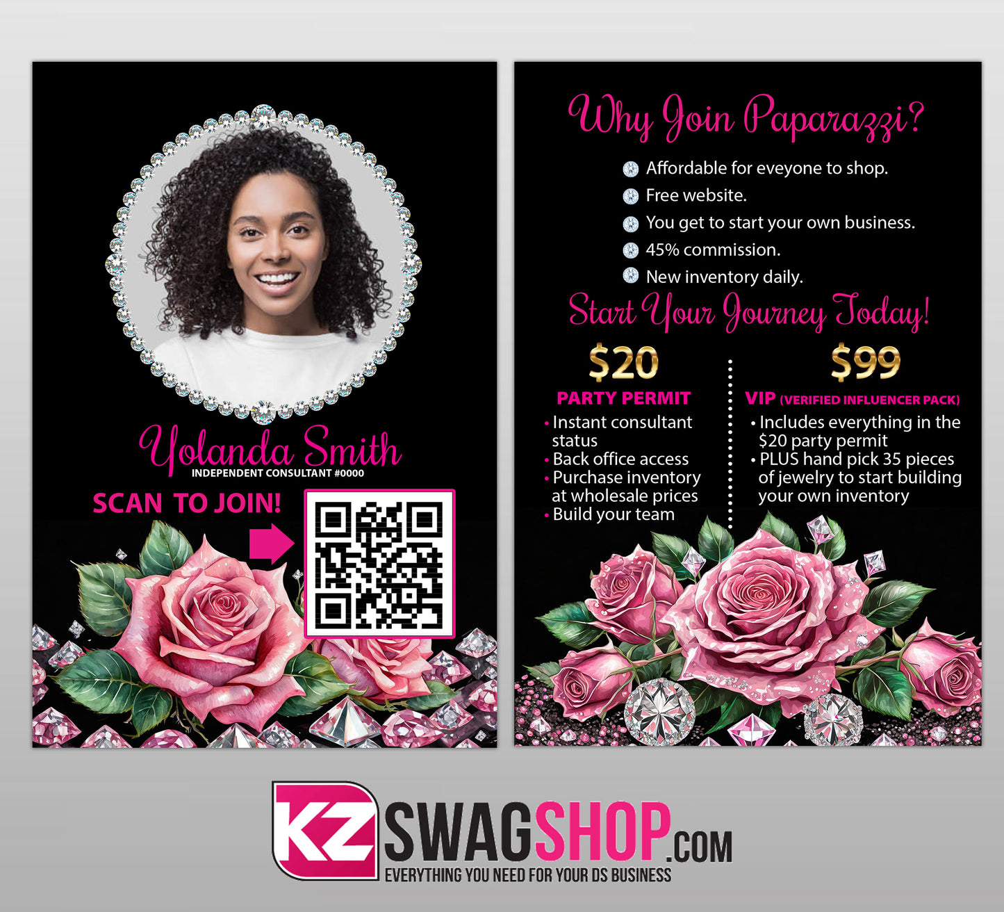 Bling 4x6 Opportunity Blitz Cards - Pink Roses