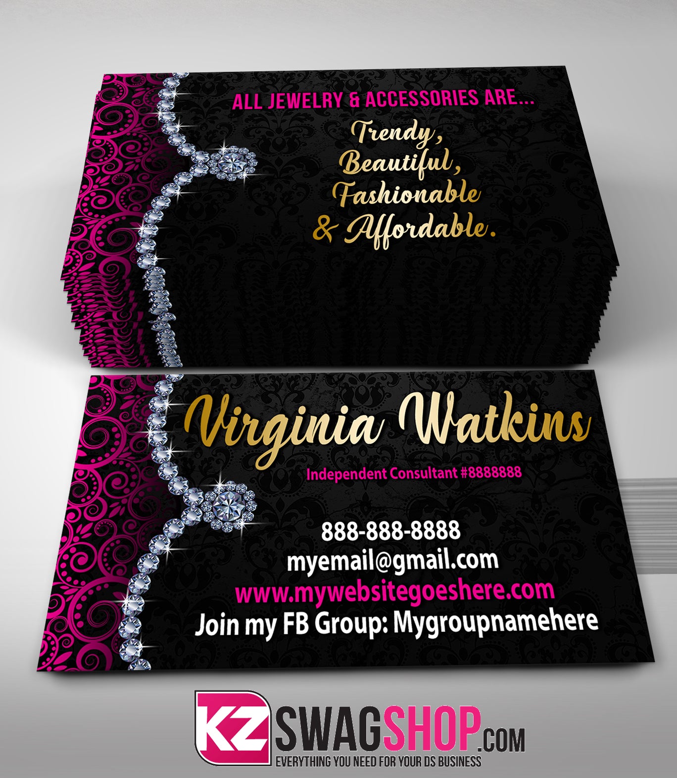 $8 Bling Jewelry Business Cards Style 16 - GLAM