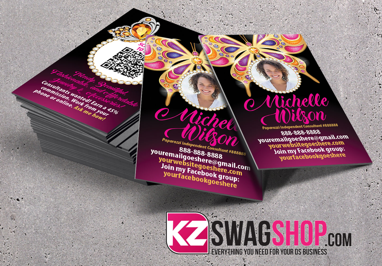 $8 Bling Jewelry Business Cards BEAUTIFLY style 2