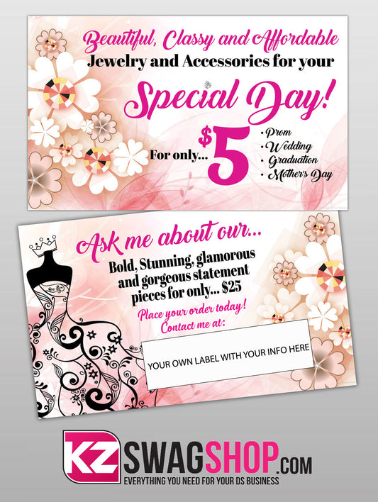 $5 Bling Spring Special Occasion 5x3 Blitz Cards blank PACK OF 100