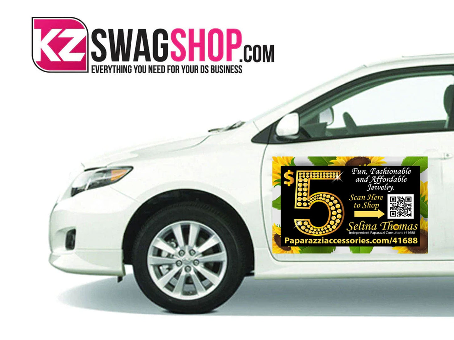 $5 Bling Car Door Magnet - SUNFLOWERS - Set of 2