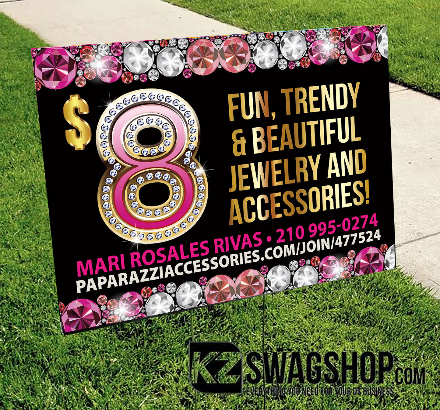 $5 Bling Yard Sign set of 2- GEMZ