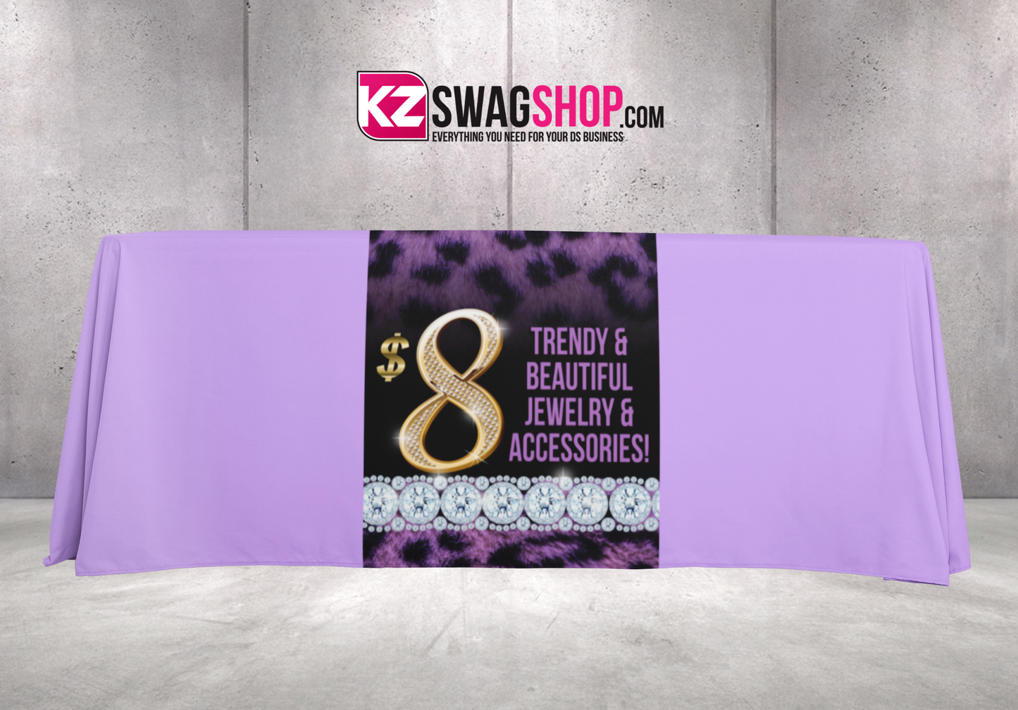 $8 Bling 24x72 Table Runner- PURPLE CHEETAH
