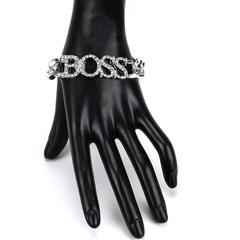 Rhinestone BOSS Bling bracelet, earrings and Necklace