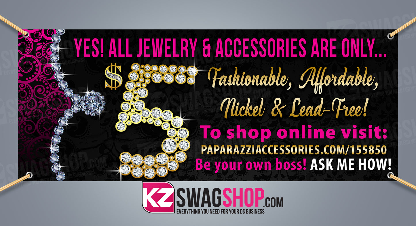 $5 Bling Horizontal Vinyl Banner - GLAM