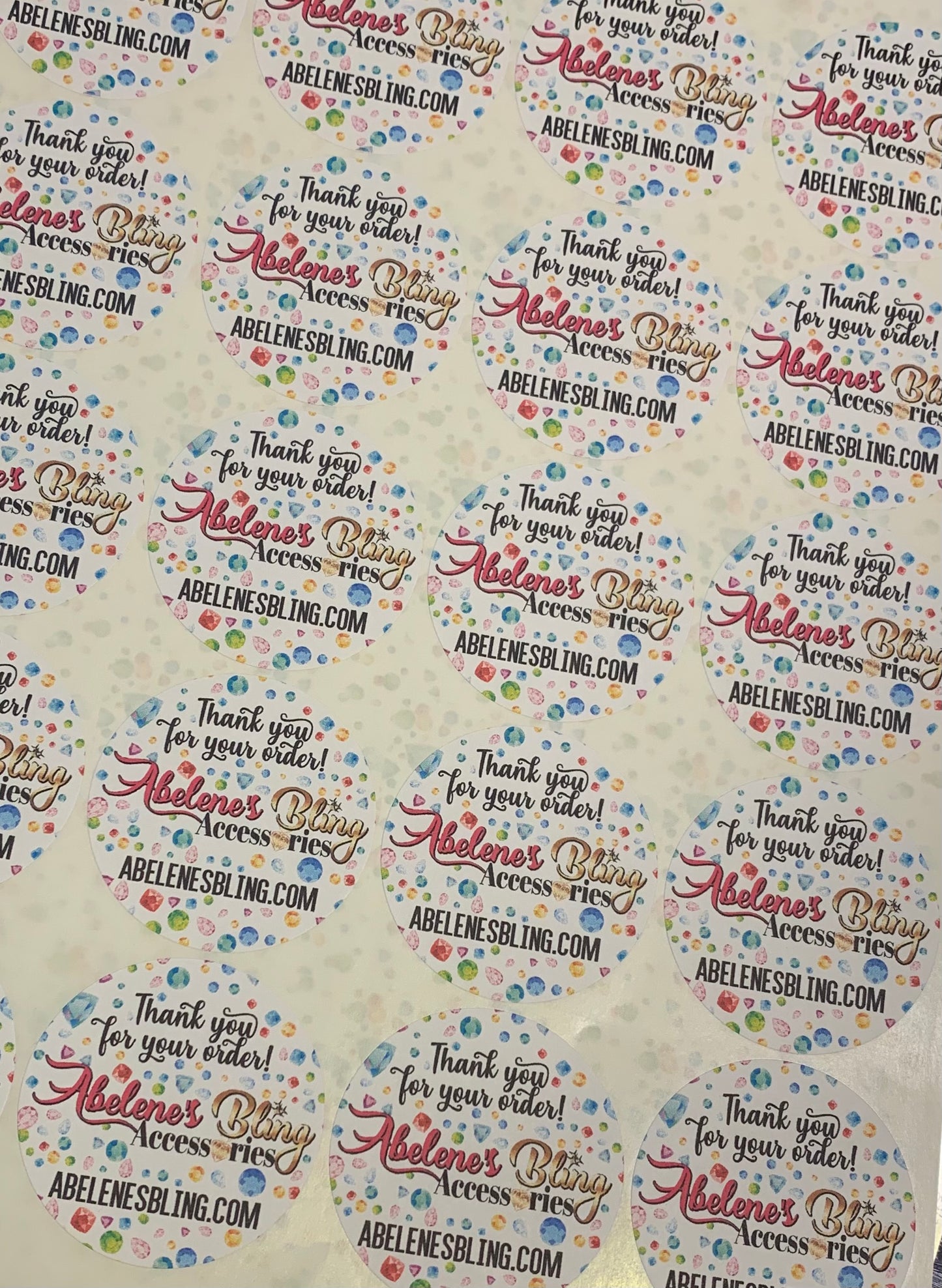 Bling Personalized Full Color Thank you stickers - pack of 120