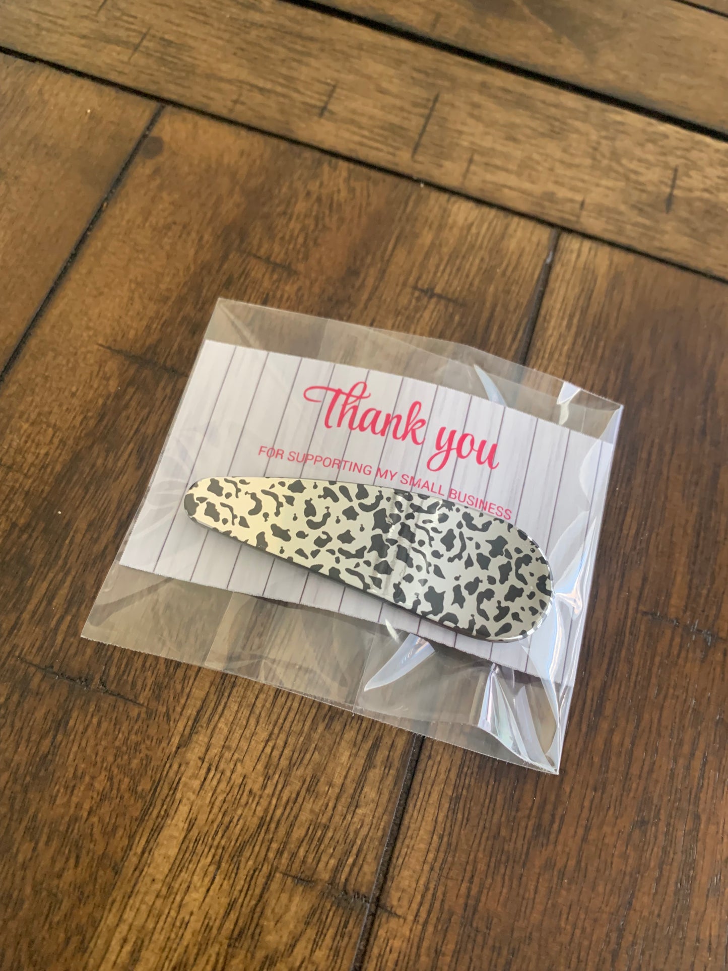 Bling Assorted large animal print hair clips thank you gift pack of 6