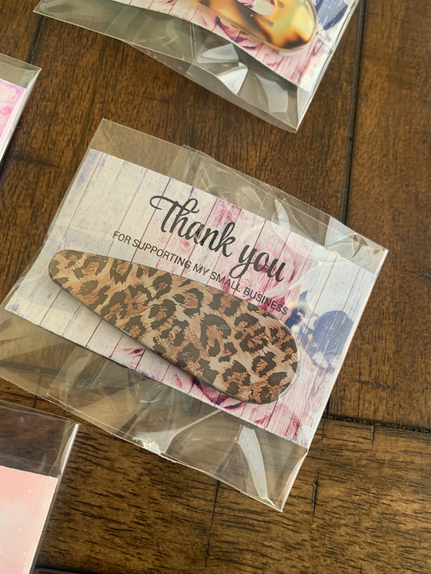 Bling Assorted large animal print hair clips thank you gift pack of 6