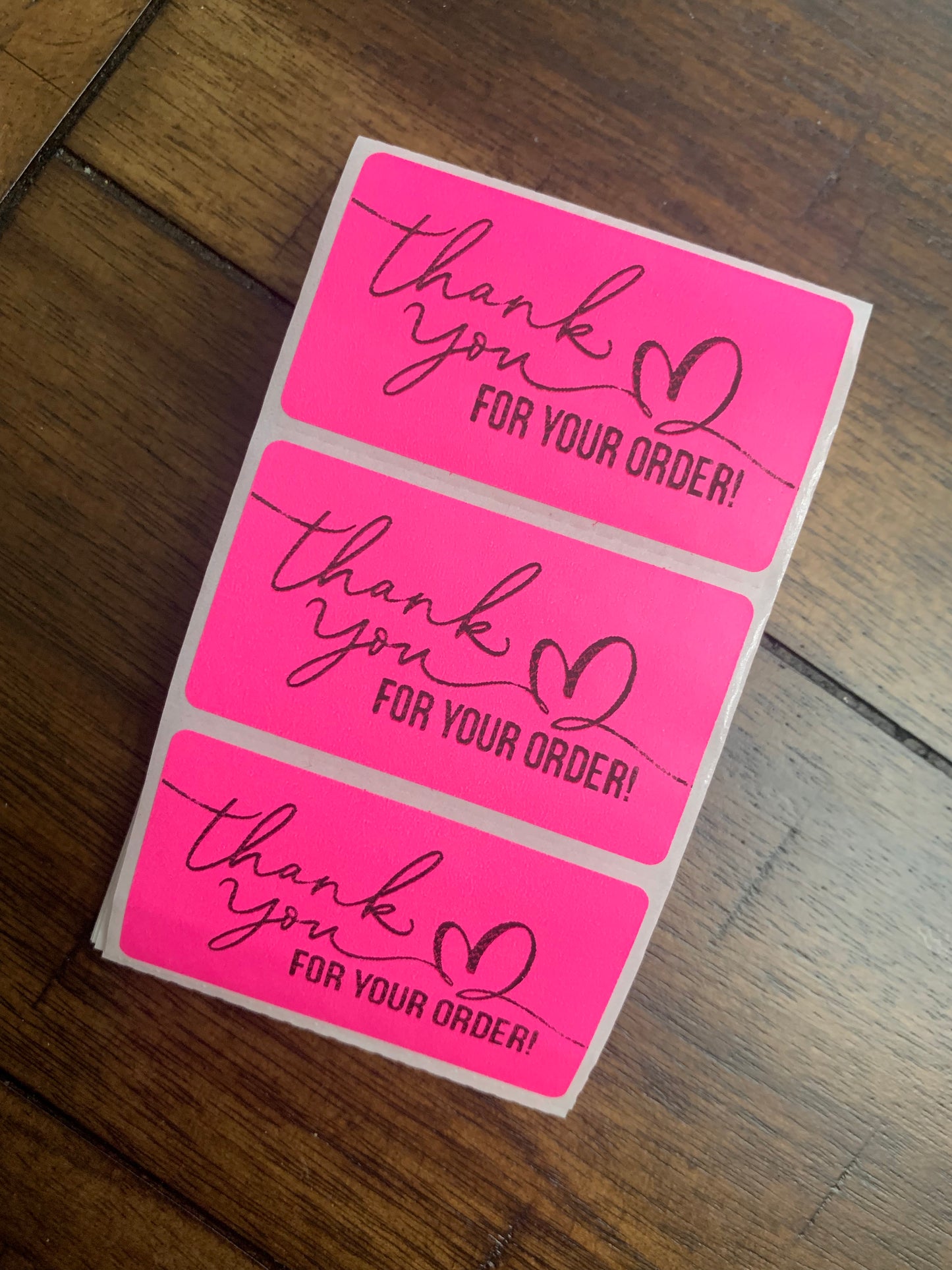 Neon Pink Thank you stickers pack of 50