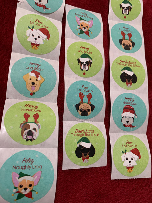 1.5 Puppies Holiday stickers pack of 50