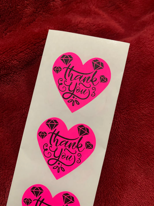 1.5 Neon hot pink hearts stickers pack of 50