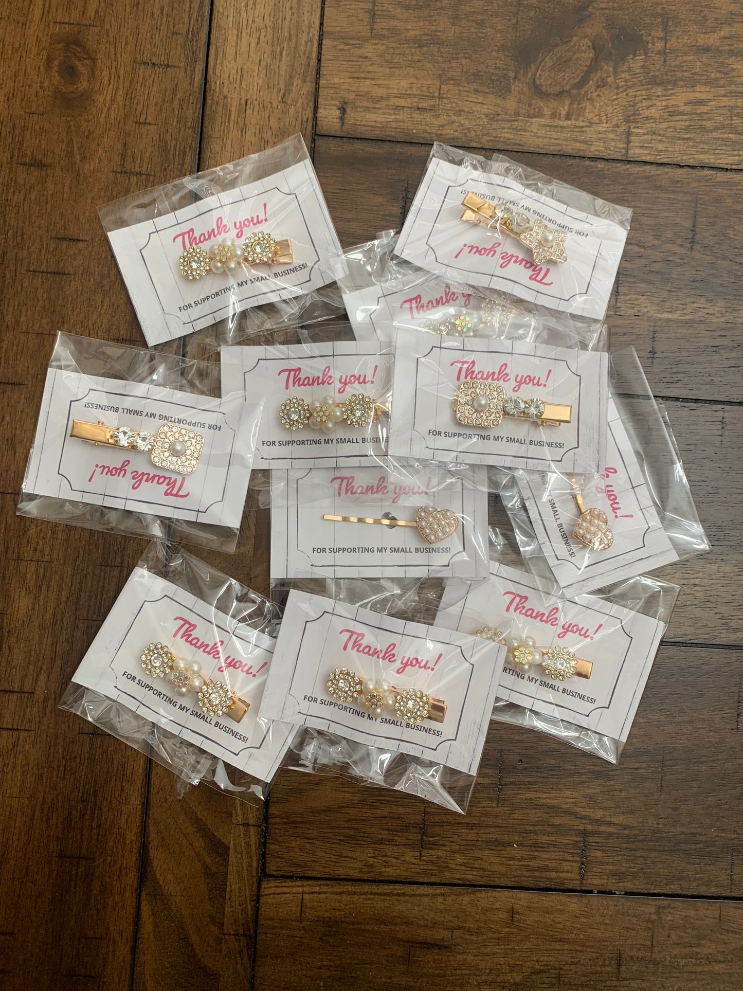 Bling Assorted rhinestones hair clips thank you gift pack of 10