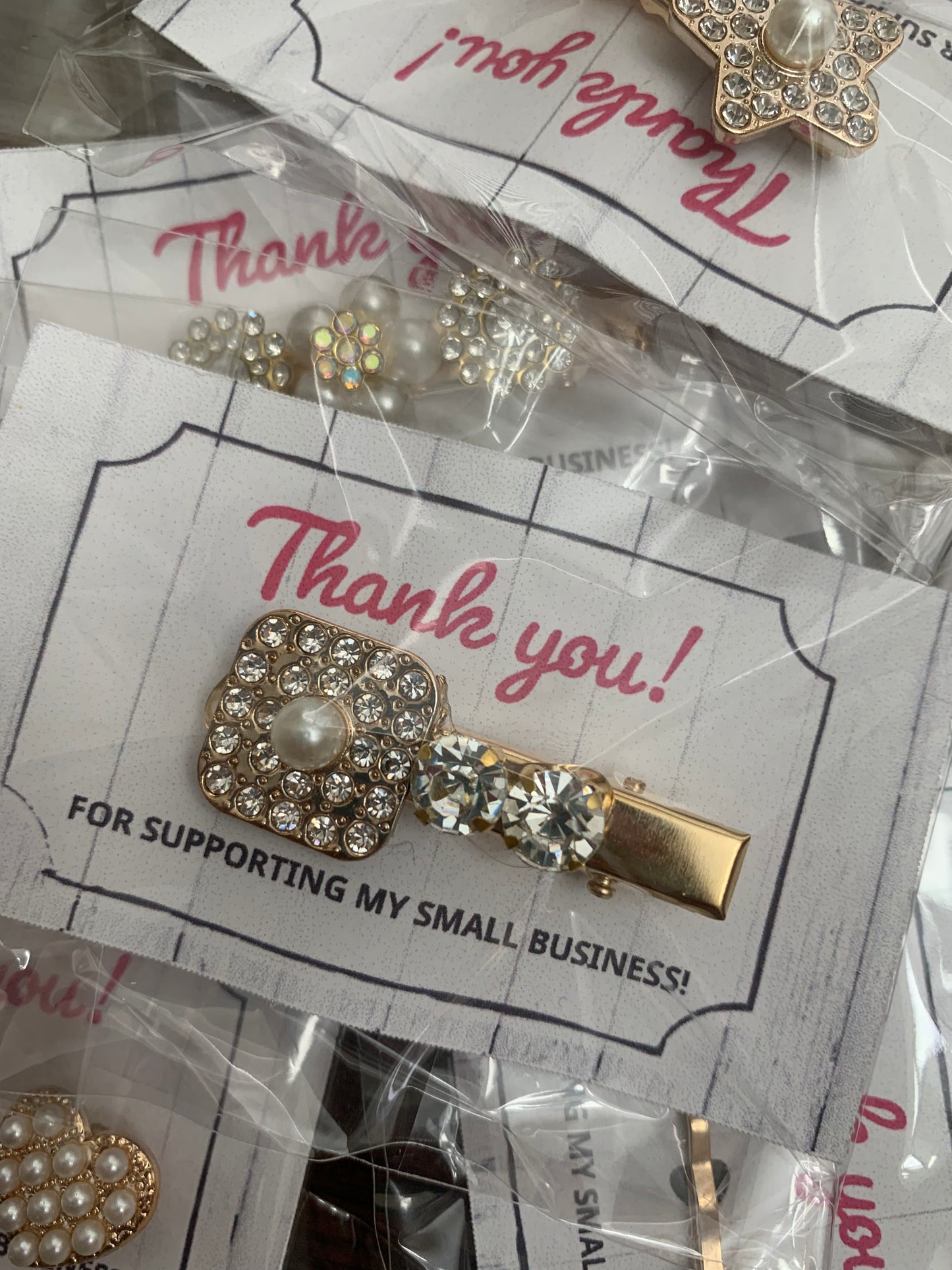 Bling Assorted rhinestones hair clips thank you gift pack of 10