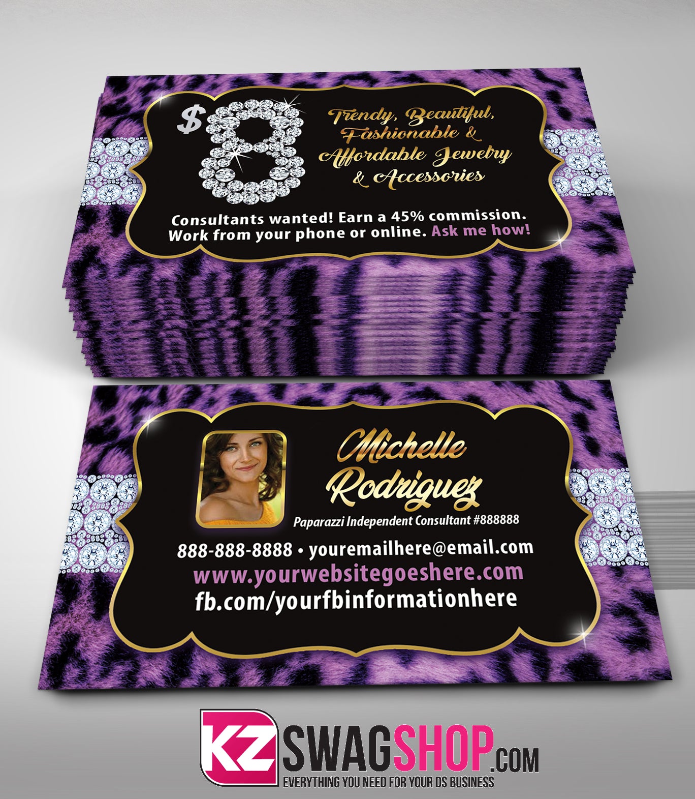 $8 Bling Jewelry Business Cards Style 32