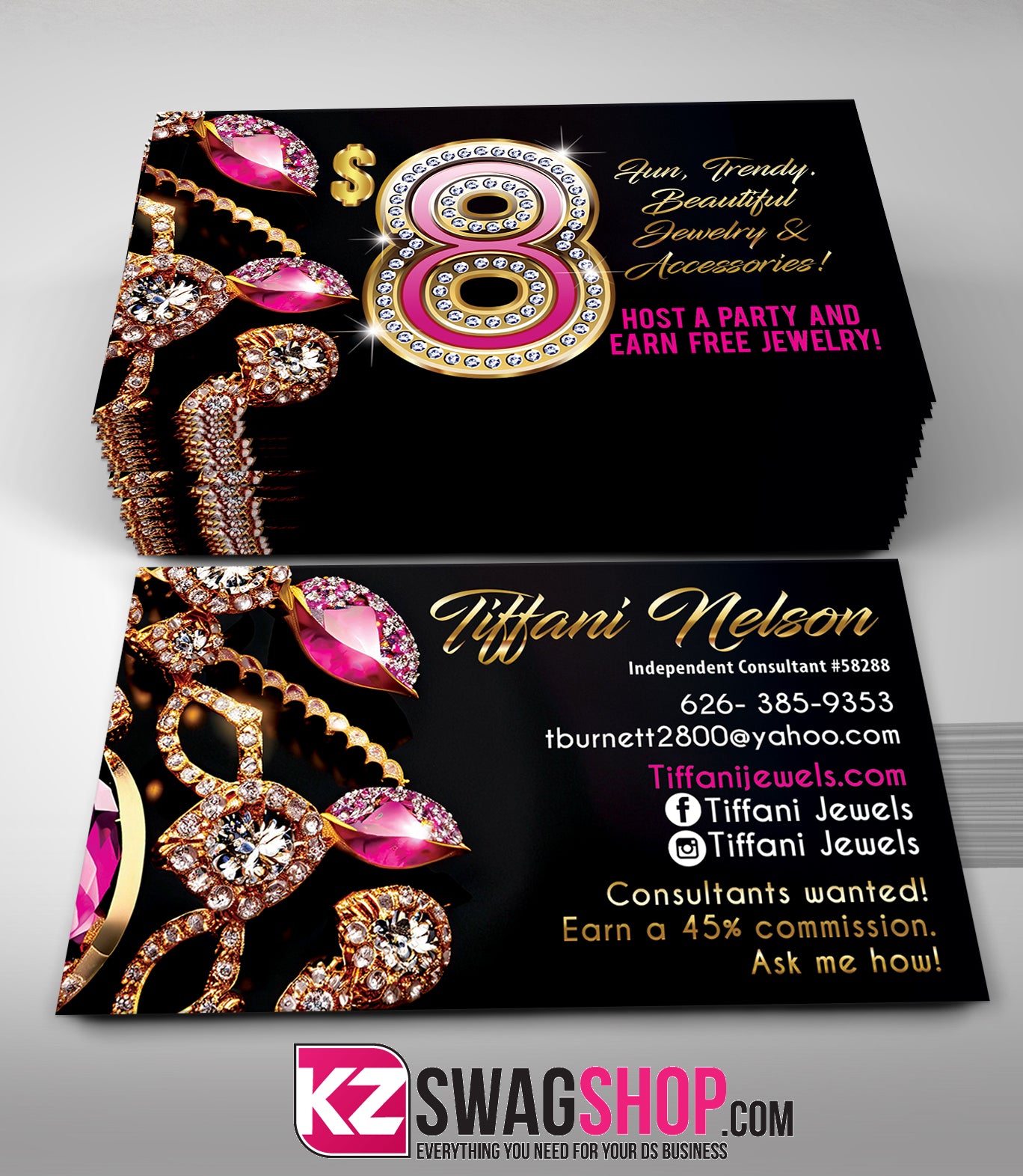 $8 Bling Jewelry Business Cards Style 42
