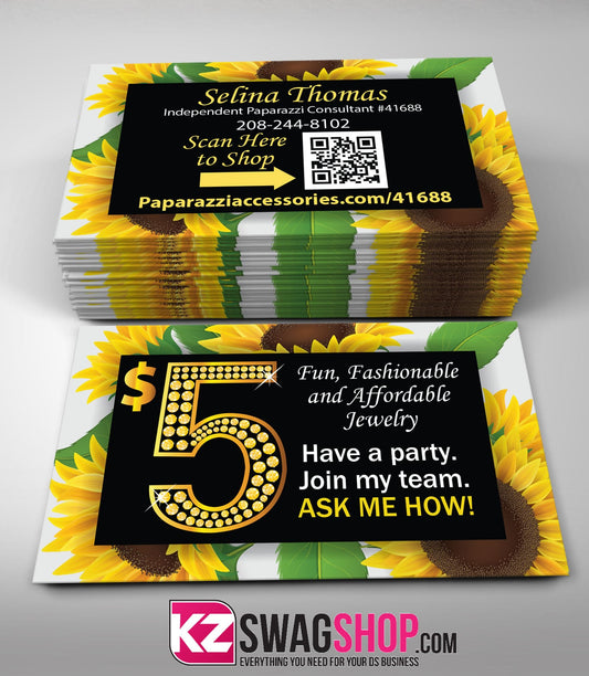 $5 Bling Jewelry Business Cards Style 55 - SUNFLOWERS