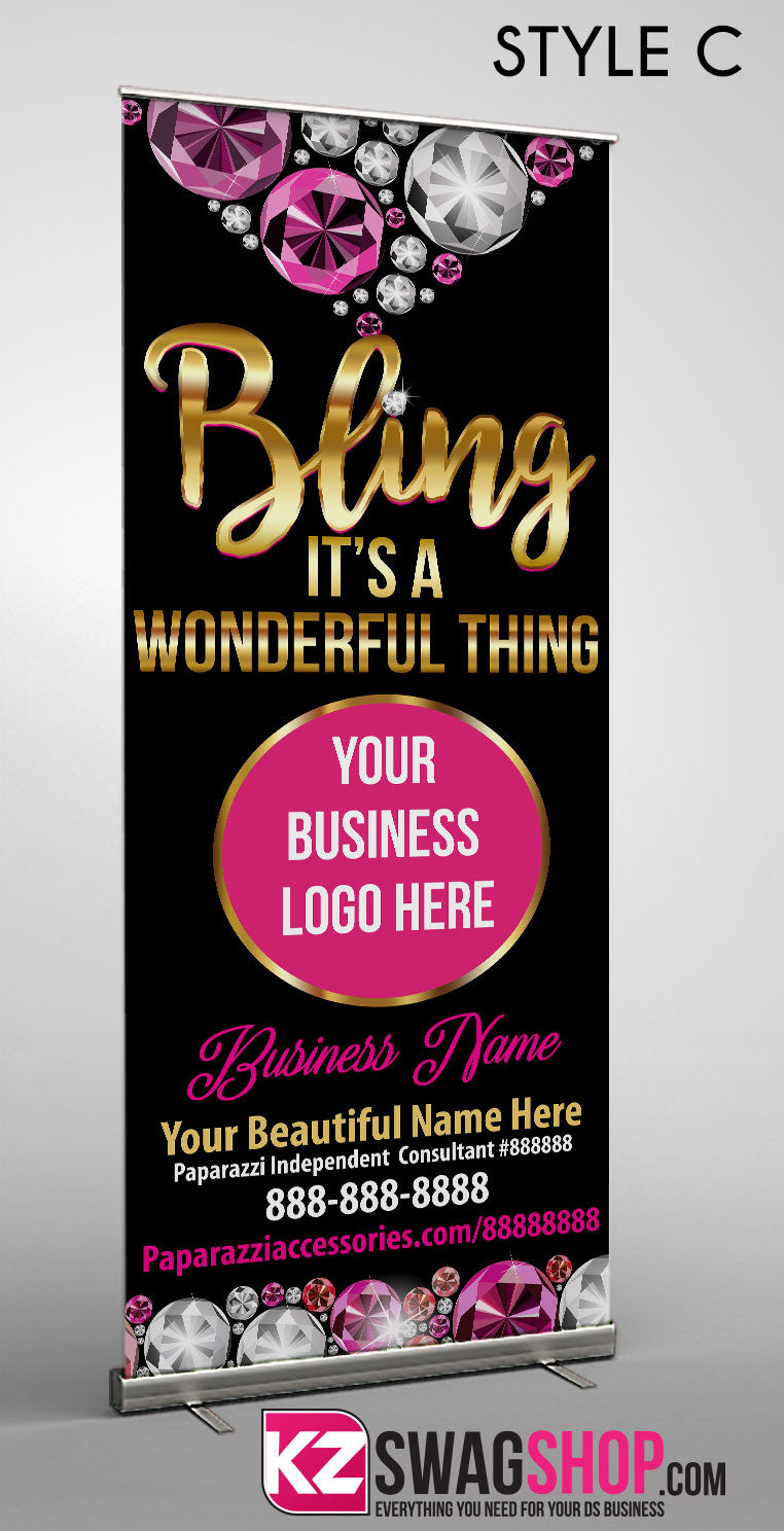 $8 Bling Retractable Banner-GEMZ