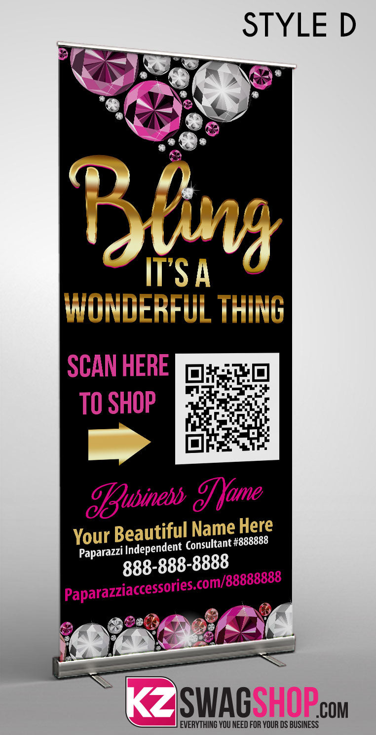 $8 Bling Retractable Banner-GEMZ