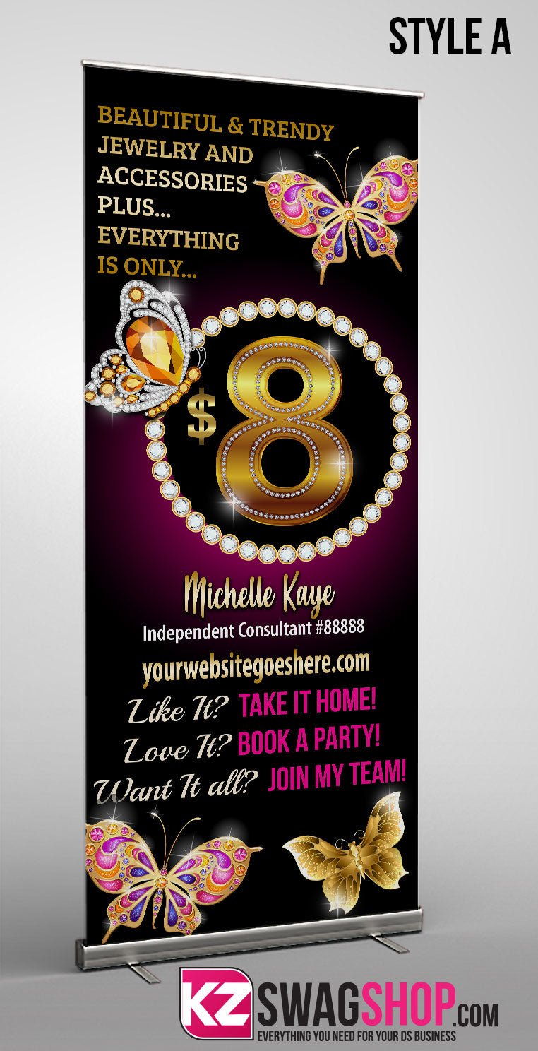 $8 Bling Retractable Banner - BEAUTIFLY