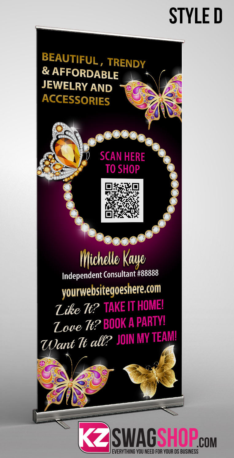 $8 Bling Retractable Banner - BEAUTIFLY