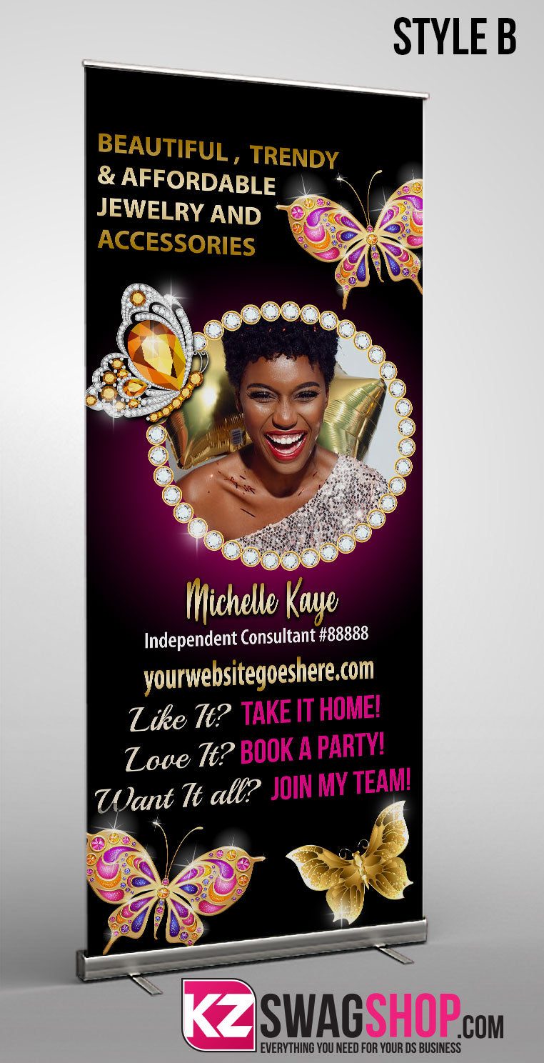 $8 Bling Retractable Banner - BEAUTIFLY