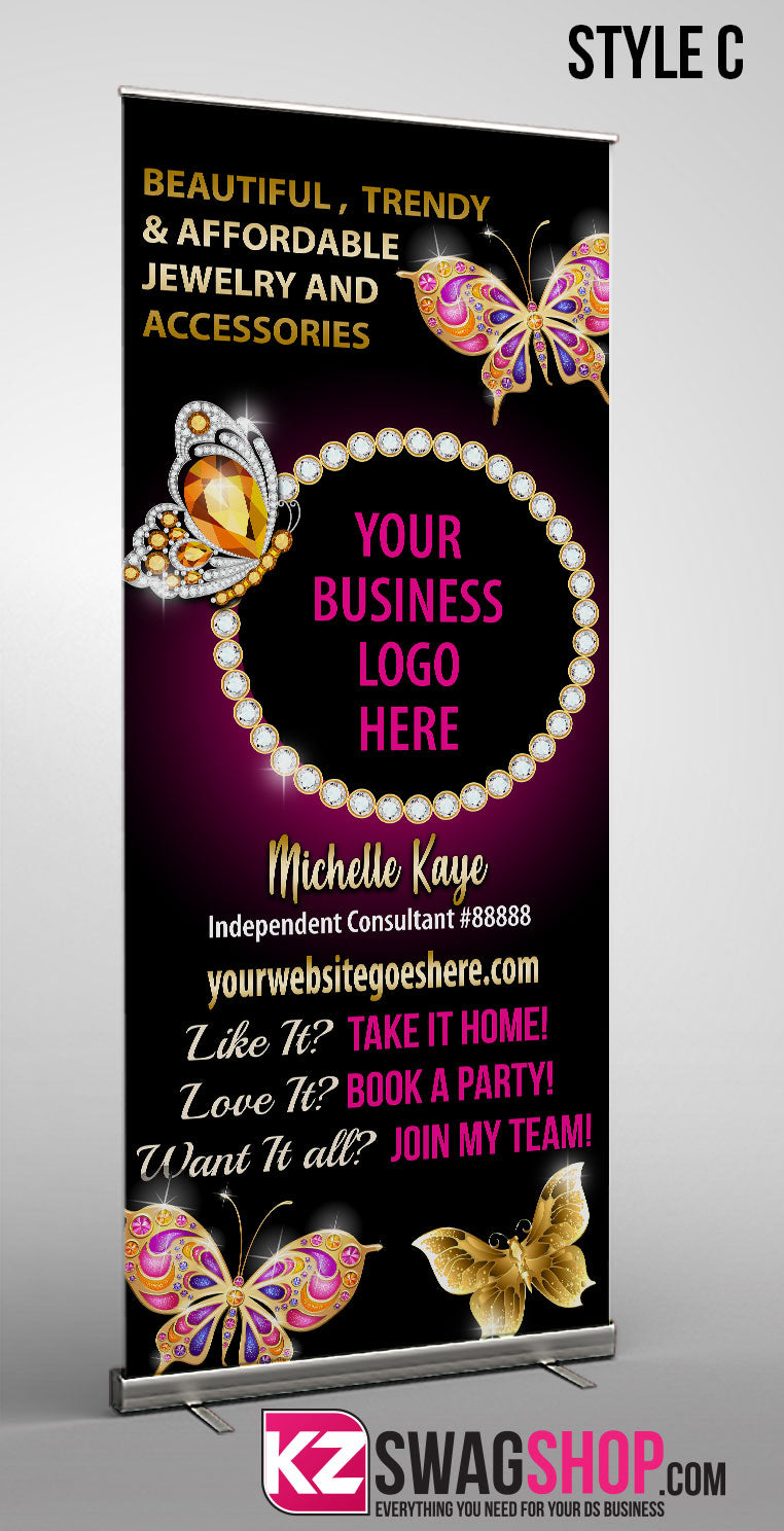 $8 Bling Retractable Banner - BEAUTIFLY