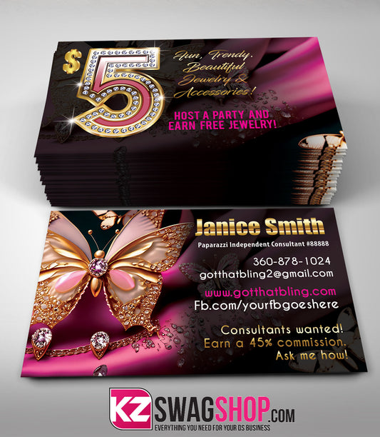 $5 Bling Jewelry Business Cards Style 43