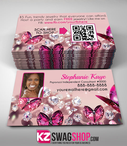 $5 Bling Jewelry Business Cards Style 49 with QR CODE