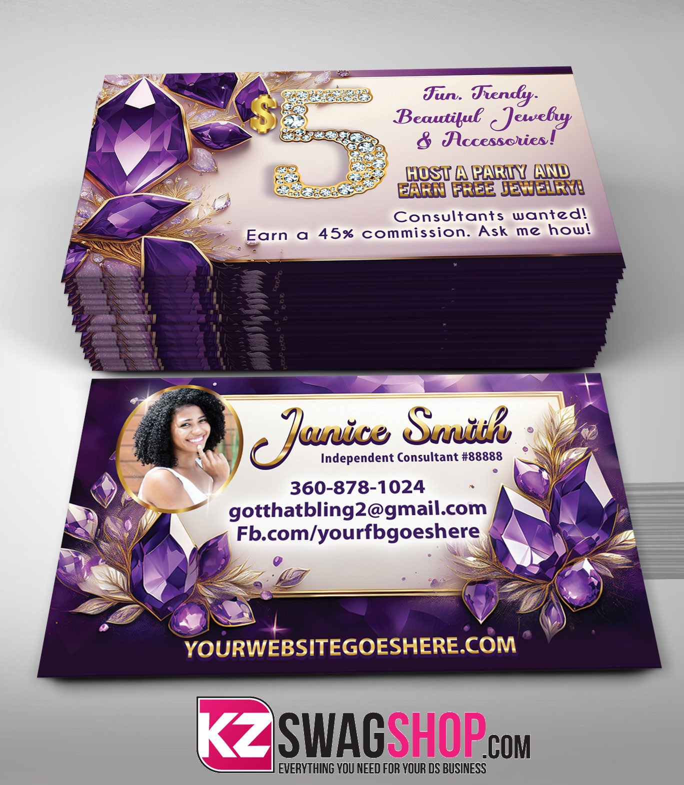 $5 Bling Jewelry Business Cards - ROYAL - Style 4 Paparazzi Business Cards