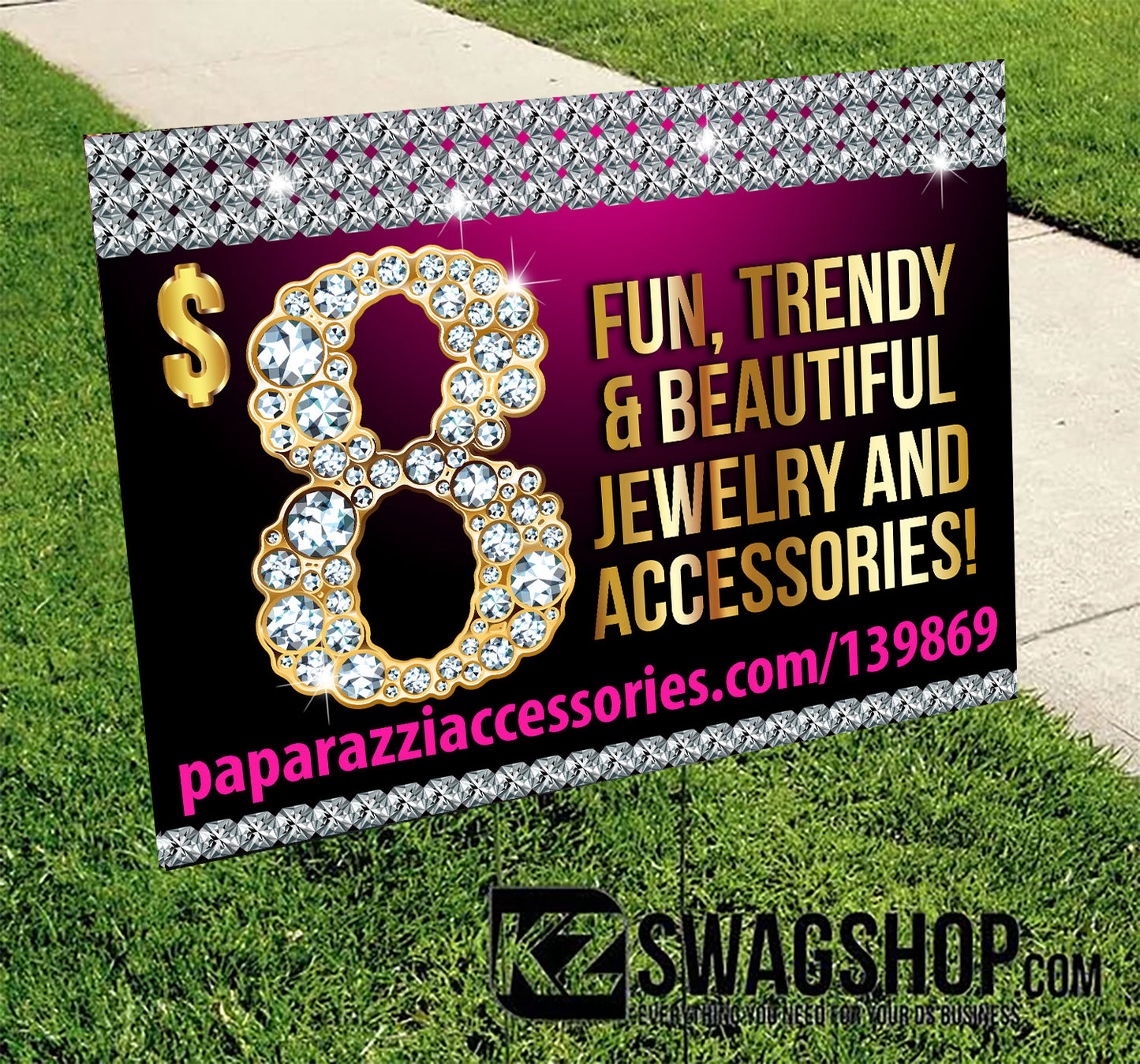 $8 Bling Yard Sign set of 2- Diamonds