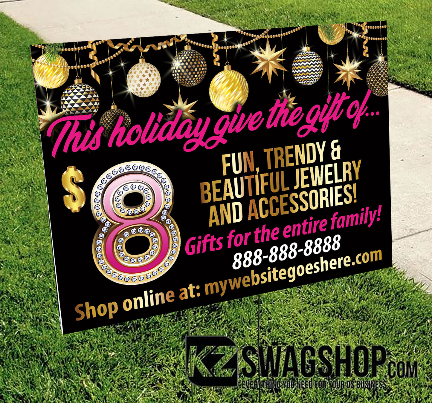 Bling Yard Sign set of 2- Holiday