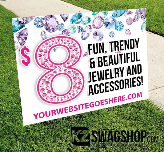 Bling Yard Sign set of 2- JEWELS