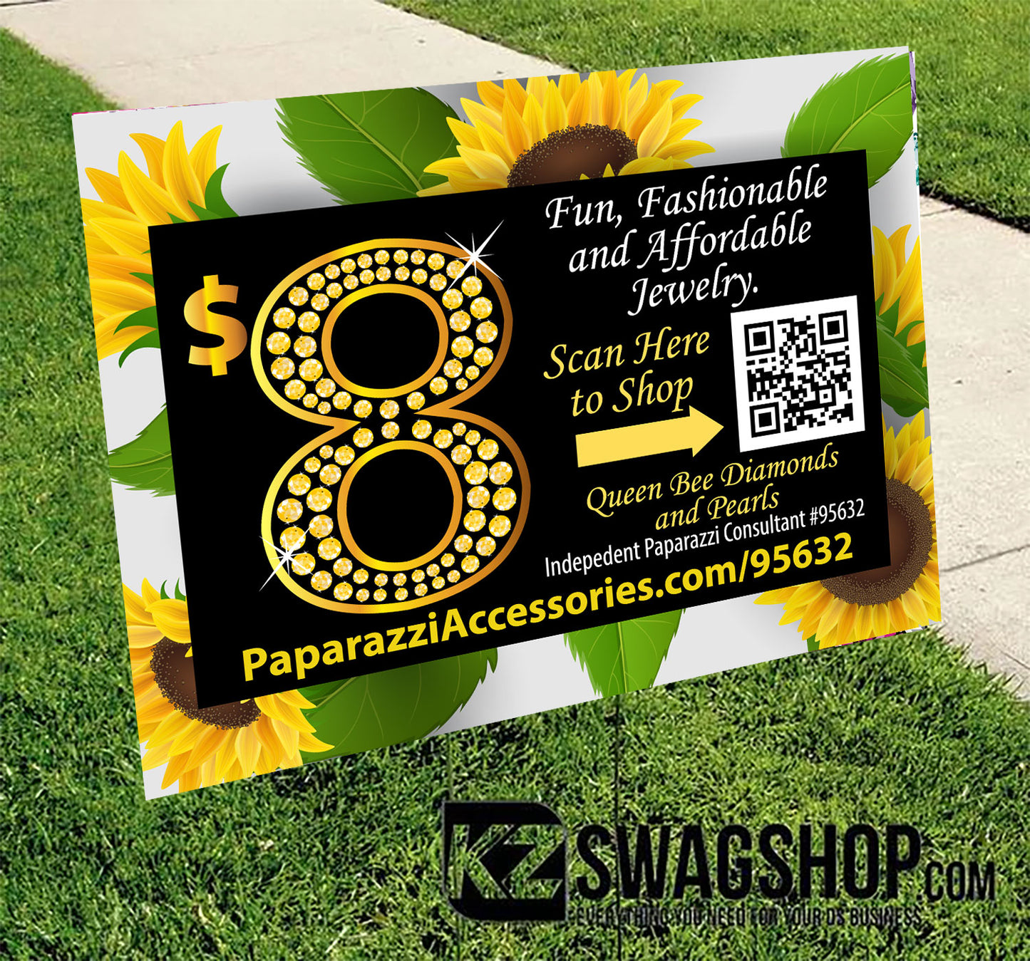 $5 Bling Yard Sign set of 2- SUNFLOWERS