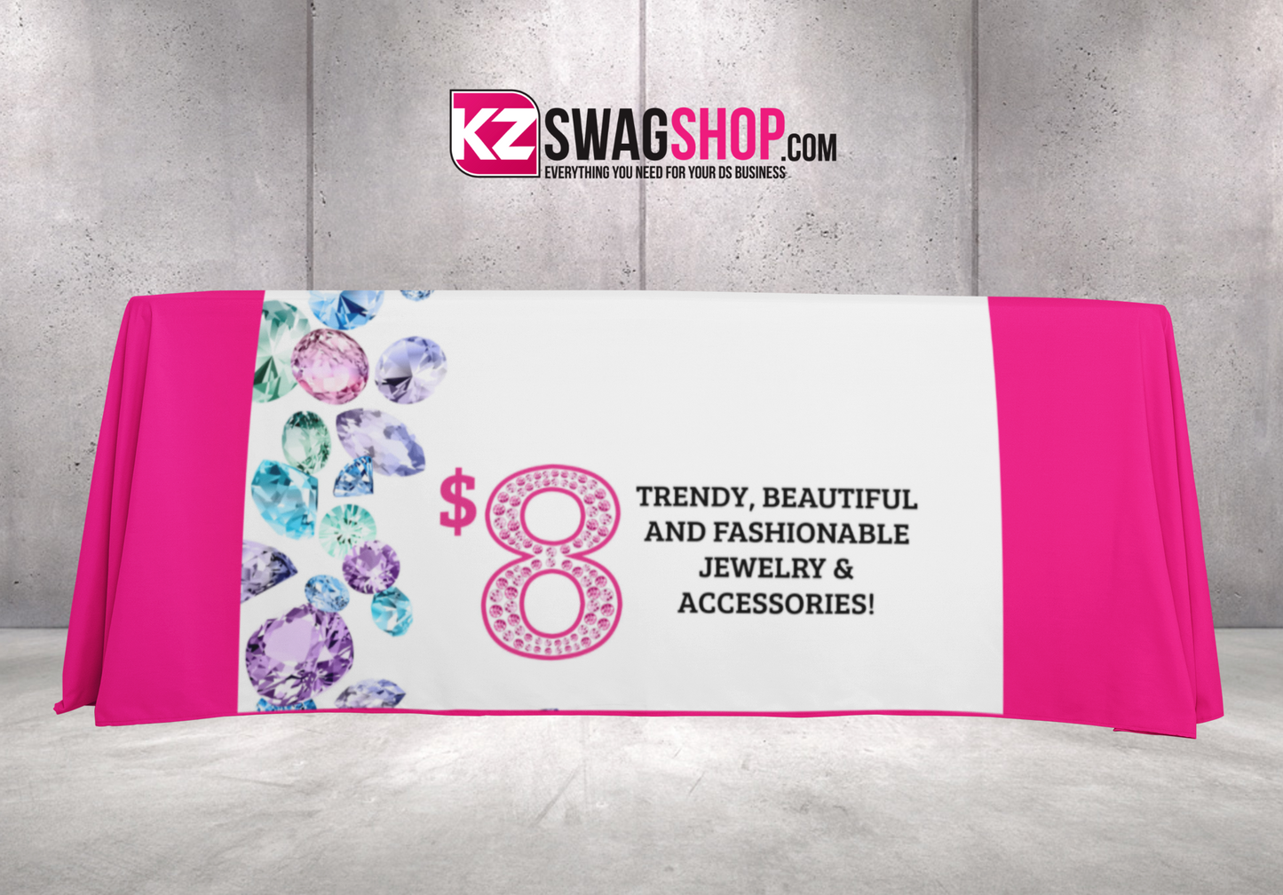 $8 Bling 50"x60" Fleece Table Cover - JEWELS