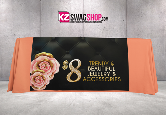 $8 Bling 50"x60" Fleece Table Cover - ROSEGOLD