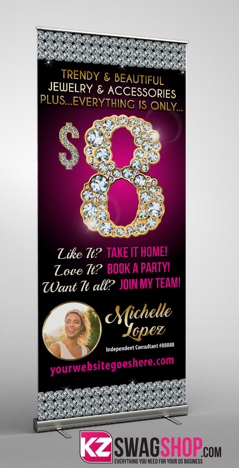 $8 Bling Retractable Banner style 6