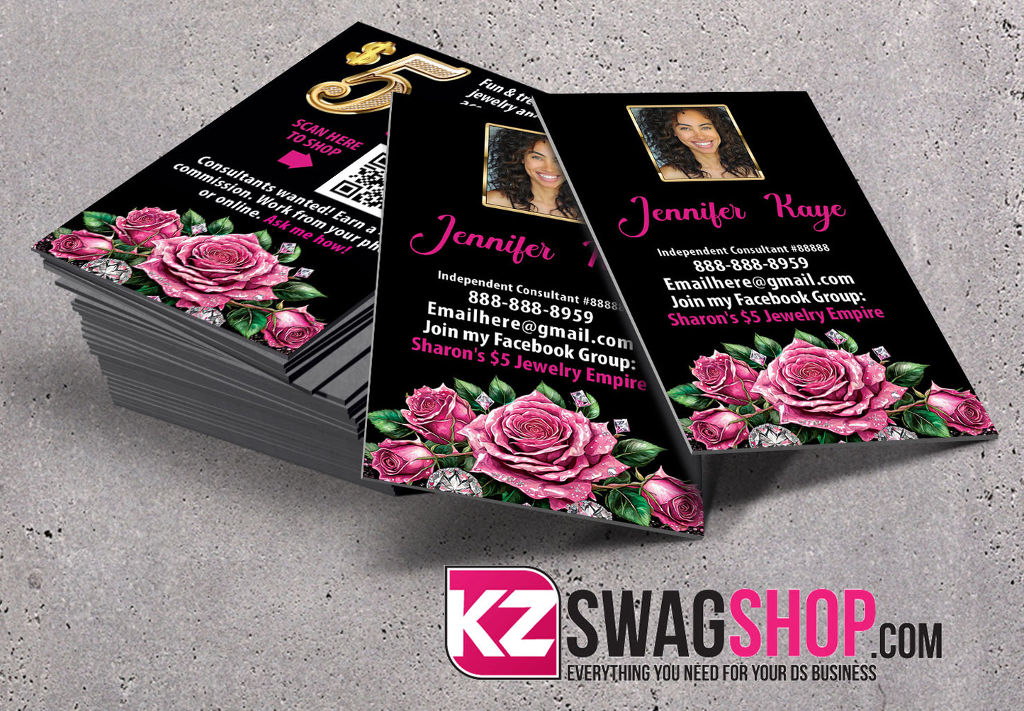 $5 Bling Jewelry Business Cards Style 53 with QR CODE