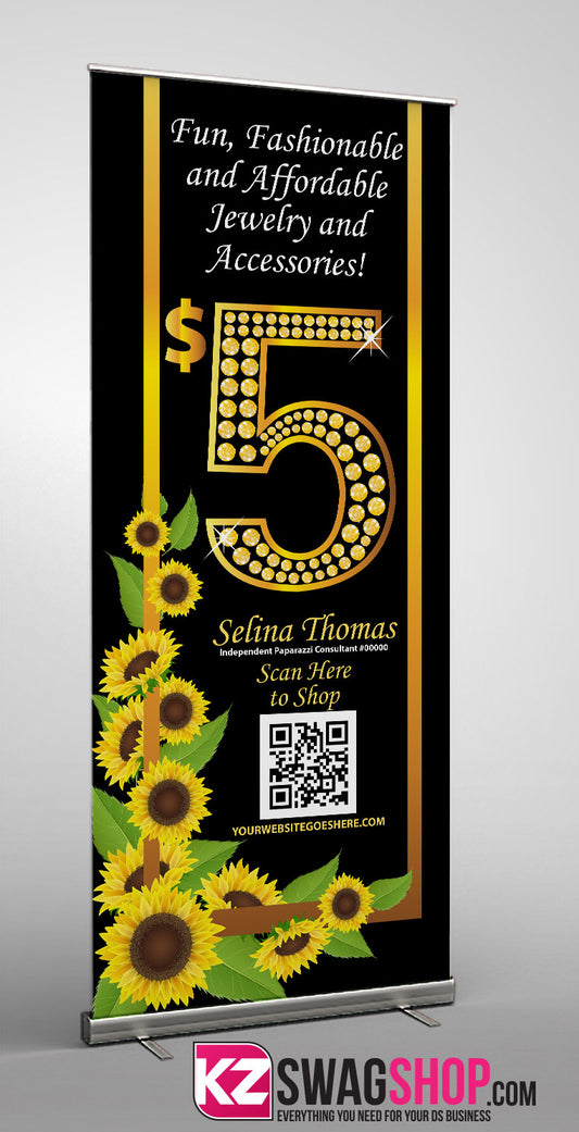 $5 Bling Retractable Banner style SUNFLOWERS