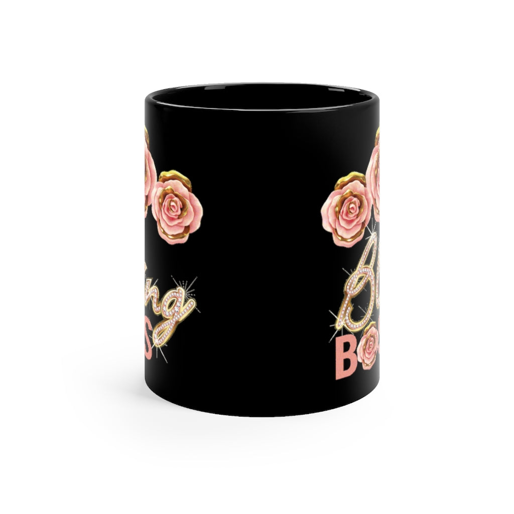 Bling Boss mug 11oz - Rose gold Roses