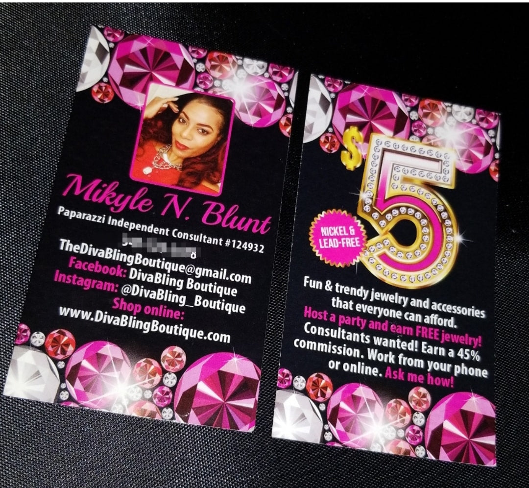 $5 Bling Jewelry Business Cards Style 20 - GEMZ