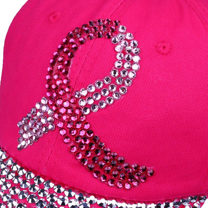 Cancer Awareness Pink Ribbon bling rhinestones hat