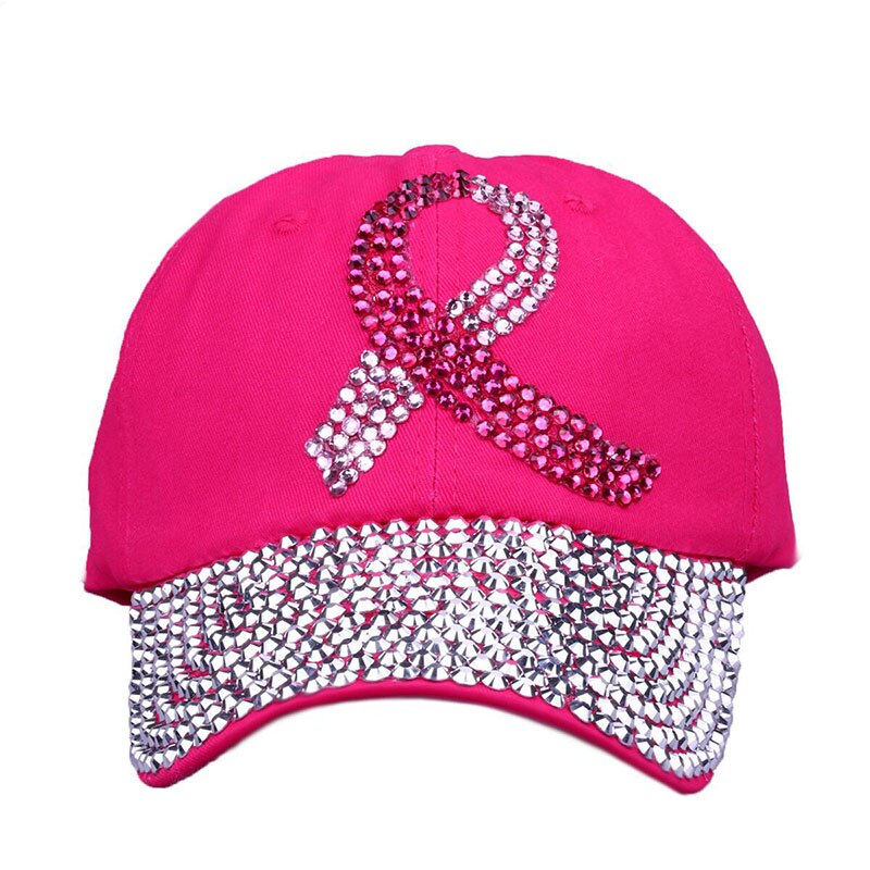Cancer Awareness Pink Ribbon bling rhinestones hat