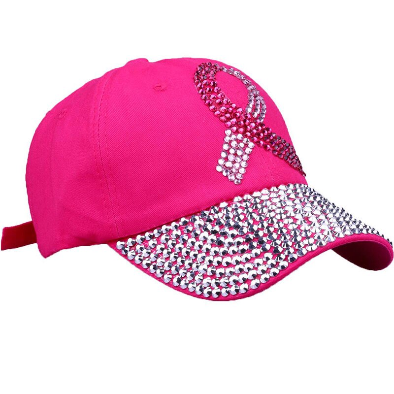 Cancer Awareness Pink Ribbon bling rhinestones hat