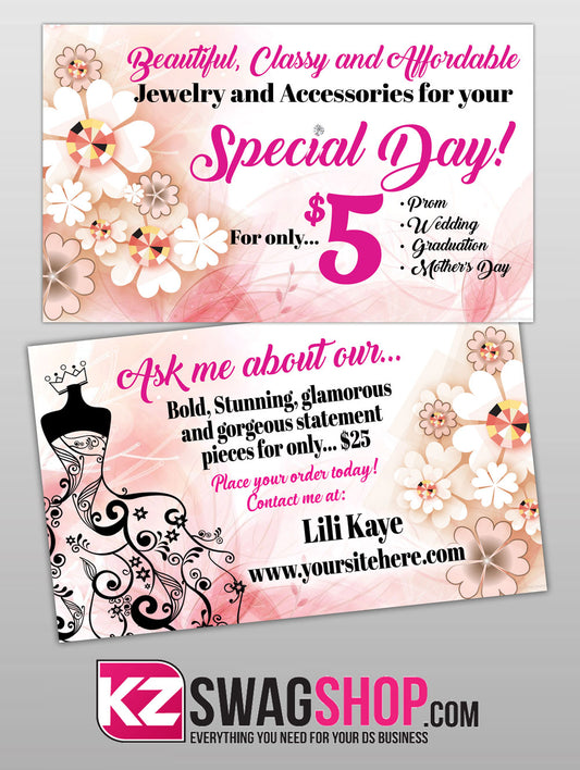 $5 Bling Spring Special Occasion 5x3 Blitz Cards 250 Personalized