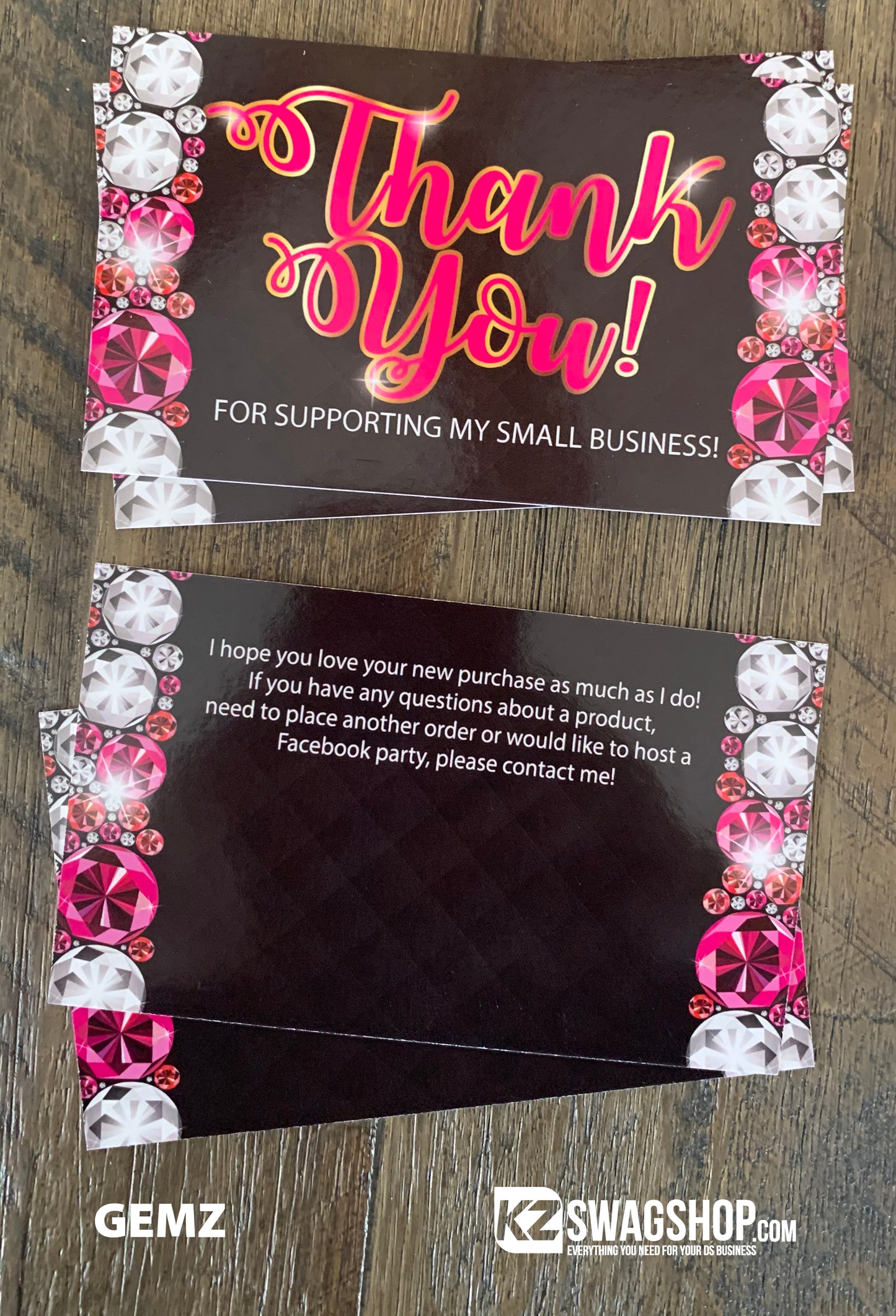 $5 Bling Thank you Cards - GEMZ- PERSONALIZED