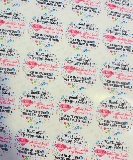 Bling Personalized Full Color Thank you stickers - pack of 240