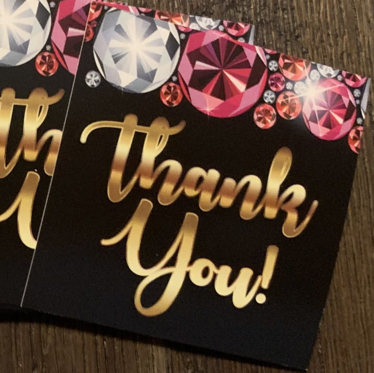 Bling Thank you 2x2 Stickers - Gemz - Pack of 50